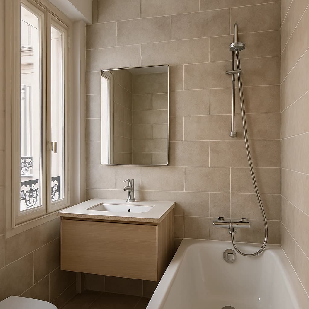 Salle de bain carrelée style contemporain